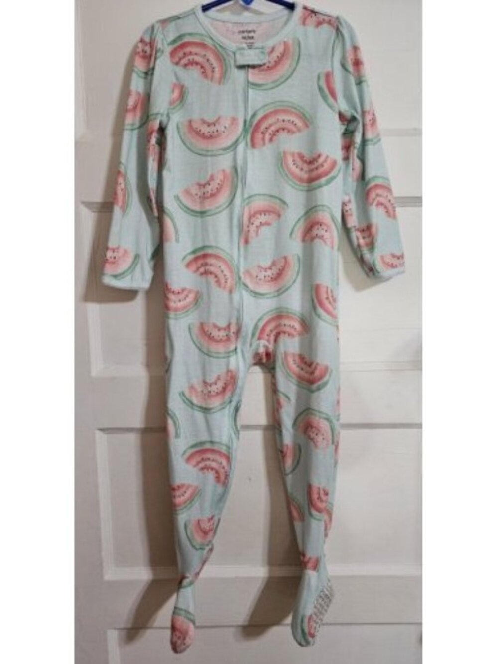 CARTER'S Light Green Watermelon Print One Piece Footed Romper Sleeper Girls 4T